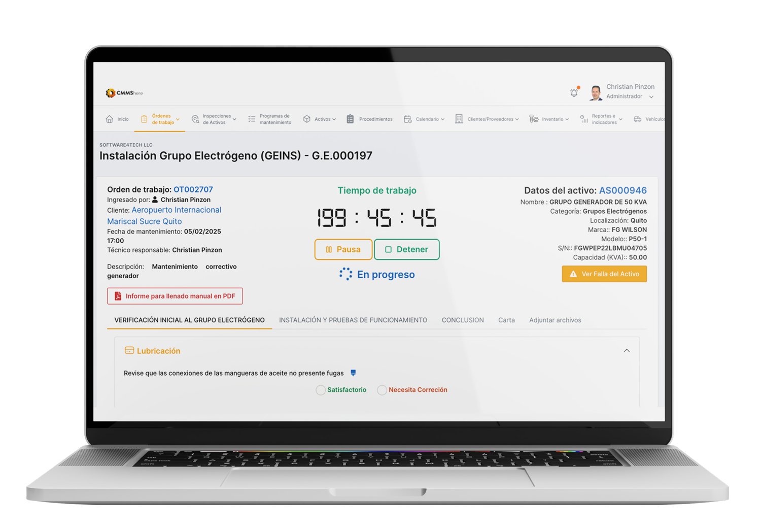 Work Orders Displayed in the CMMShere app