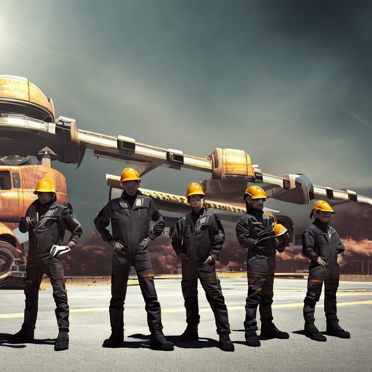 Maintenance technicians lining up
