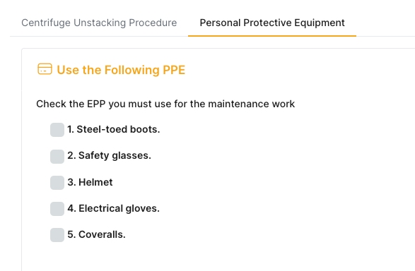 CMMShere personal protective equipment section